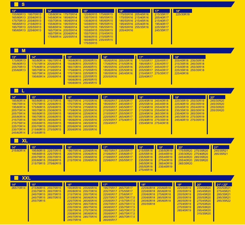 Como saber que talla de cadenas de nieve comprar - Snovit
